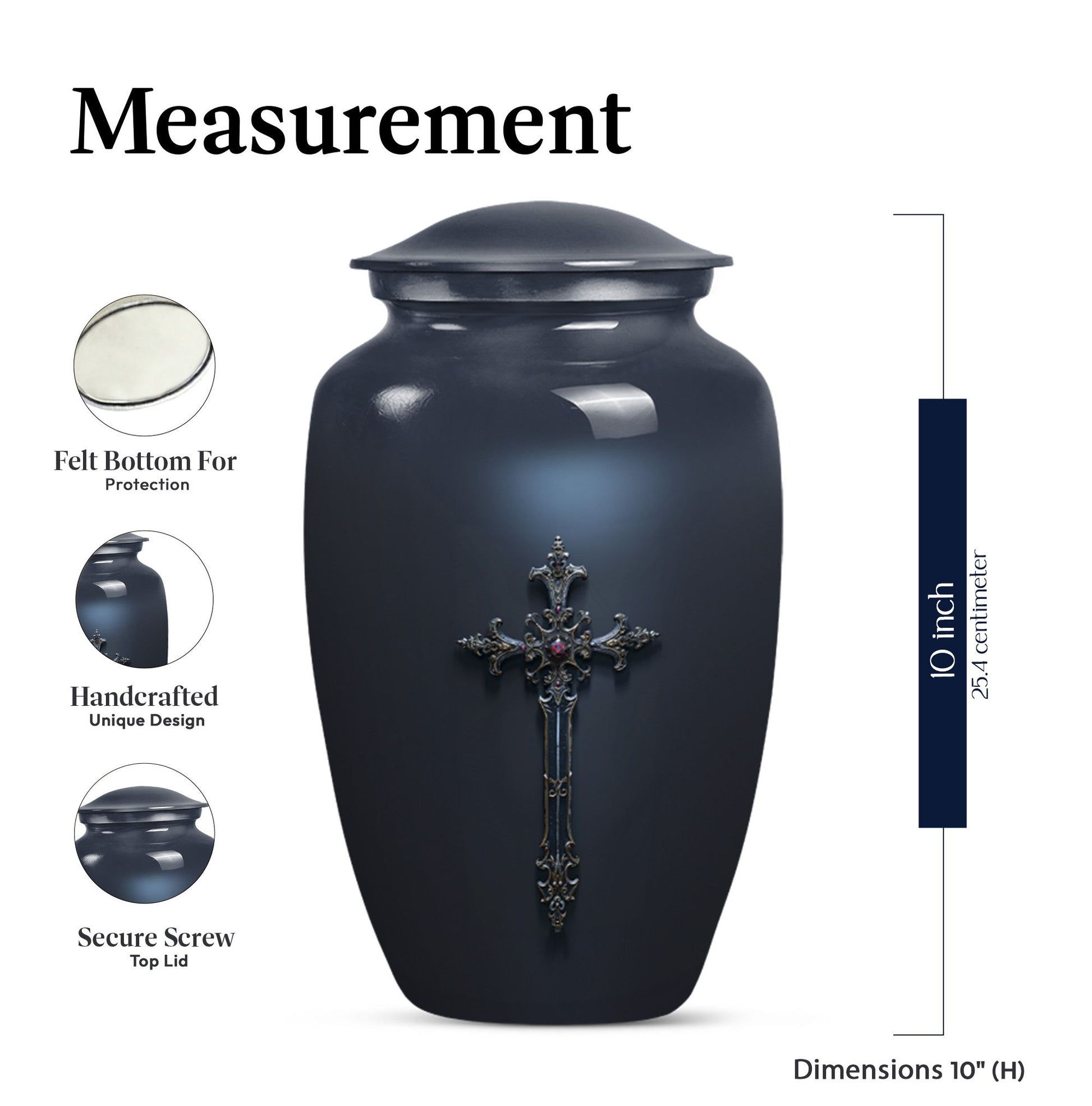 Elegant Cross Cremation Urn for Human Ashes