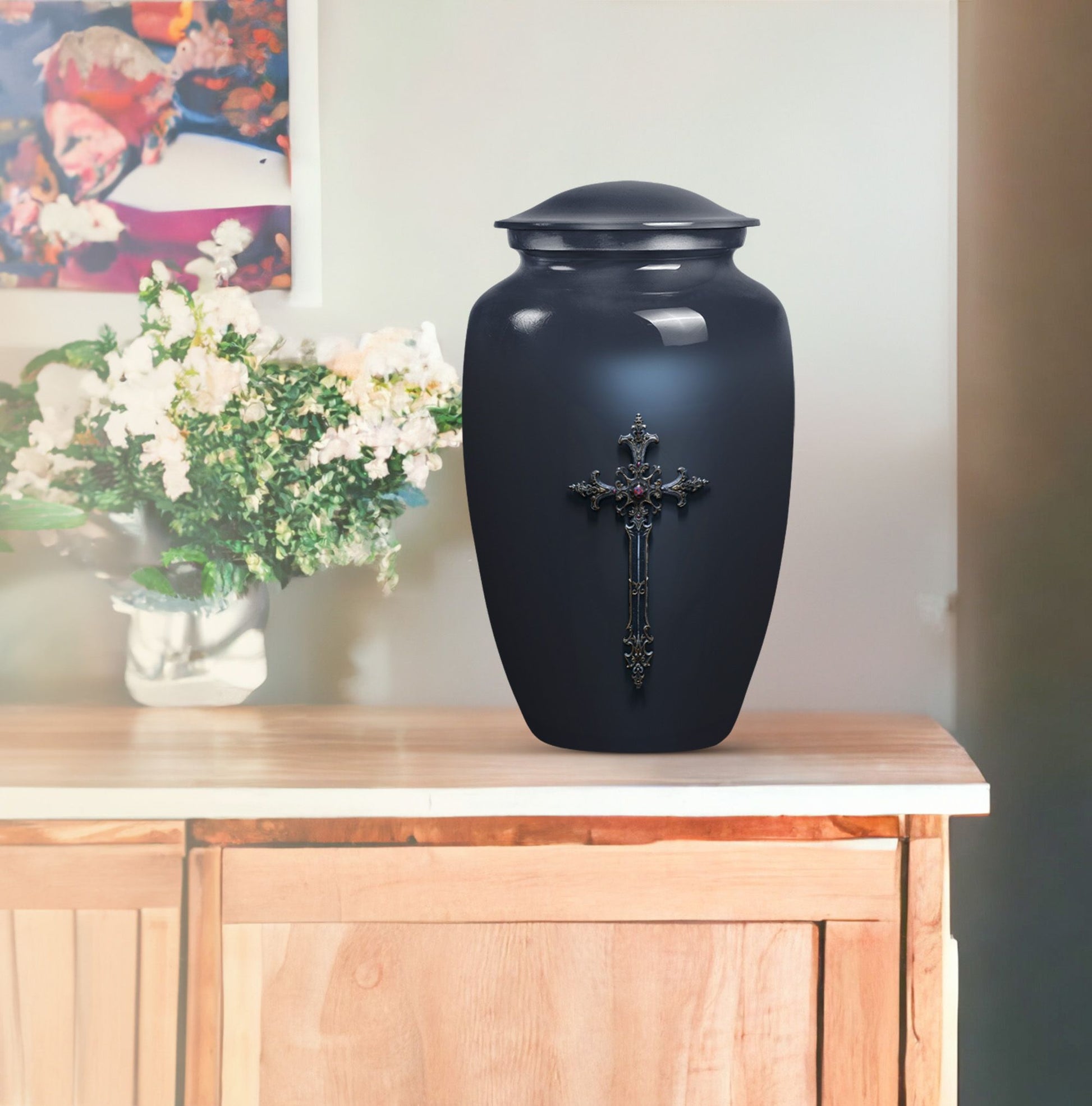 Elegant Cross Cremation Urn for Human Ashes