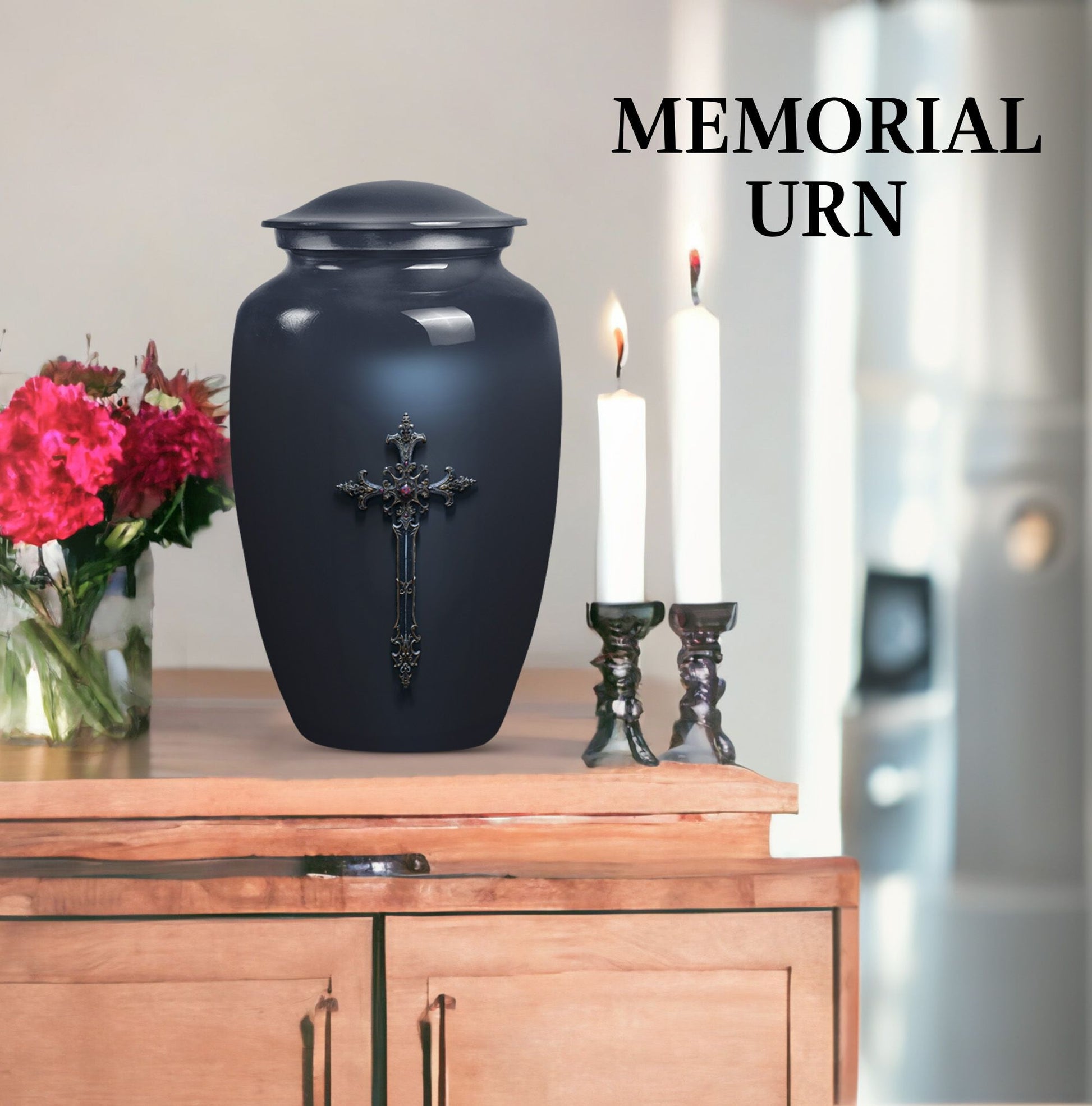 Elegant Cross Cremation Urn for Human Ashes