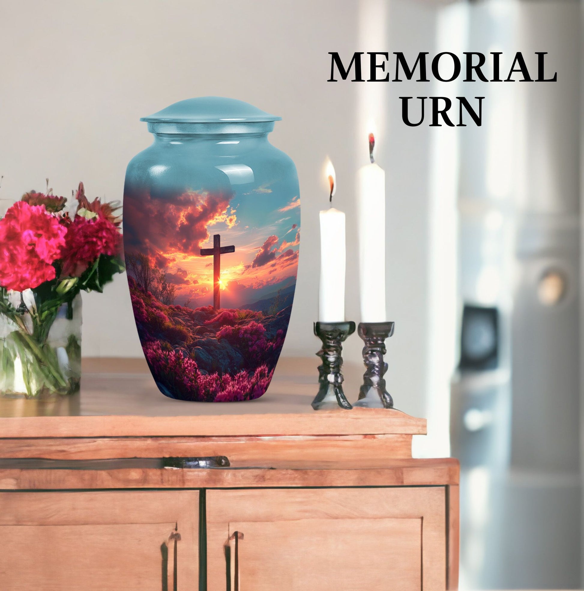 Unique Cross Cremation Urn for Adult Human Ashes