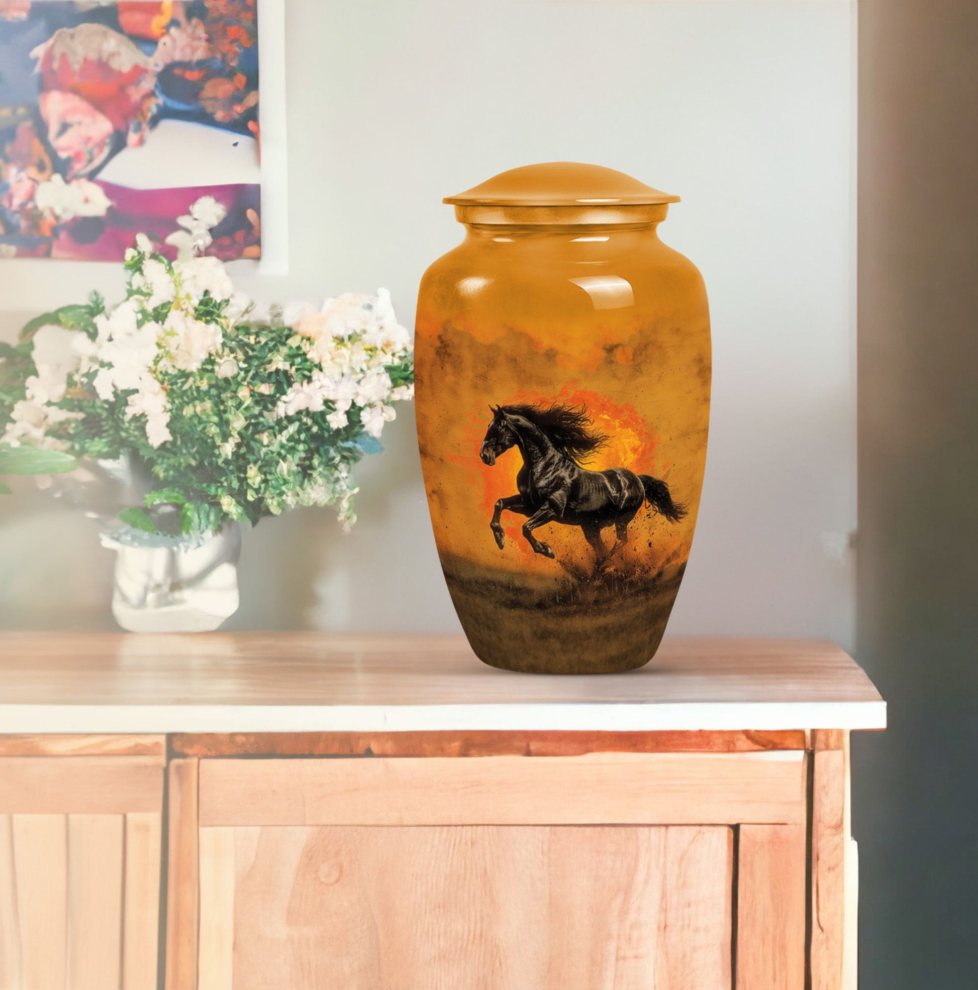 Painted Horse Cremation Urn for Human Ashes