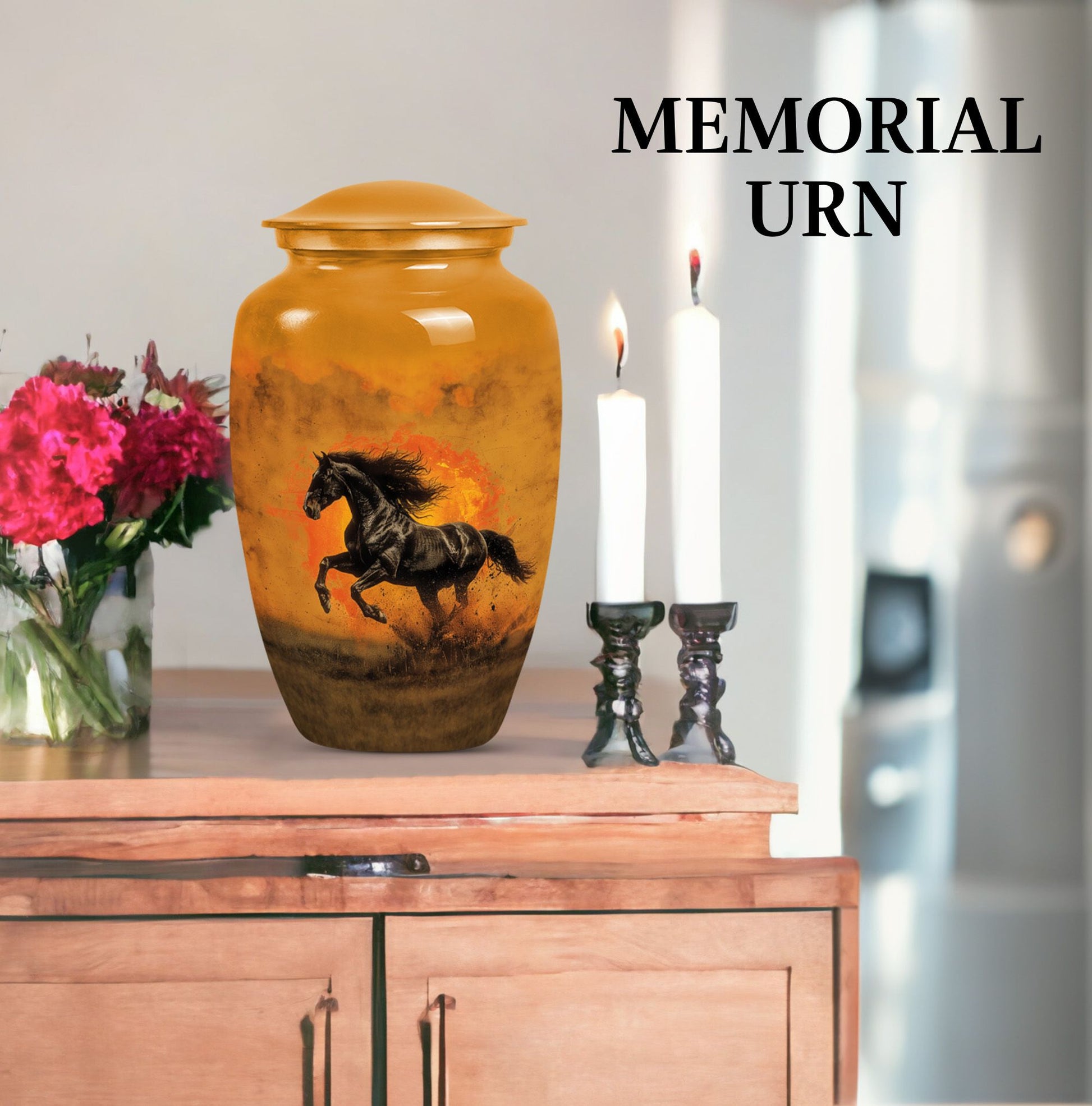 Painted Horse Cremation Urn for Human Ashes