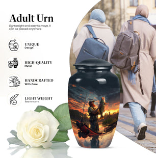 Unique Fishing Cremation Urn for Adult Human Ashes