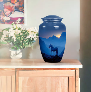 Horse and Rider Cremation Urn for Human Ashes