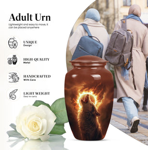 Handmde Wolf Cremation Urn For Human Remains