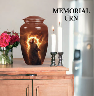 Handmde Wolf Cremation Urn For Human Remains