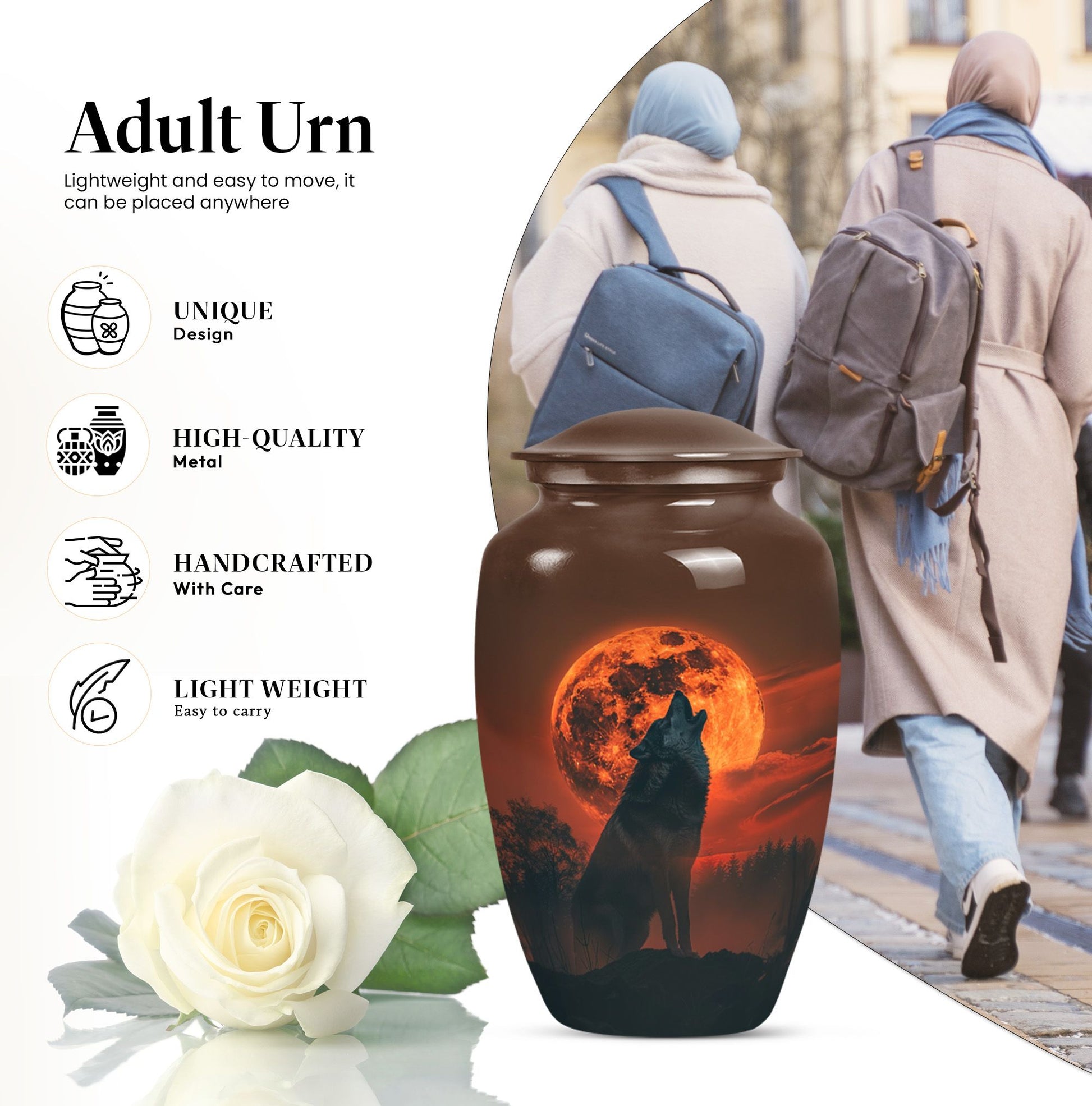 Wolf Funeral Cremation Urn For Adult human Ashes