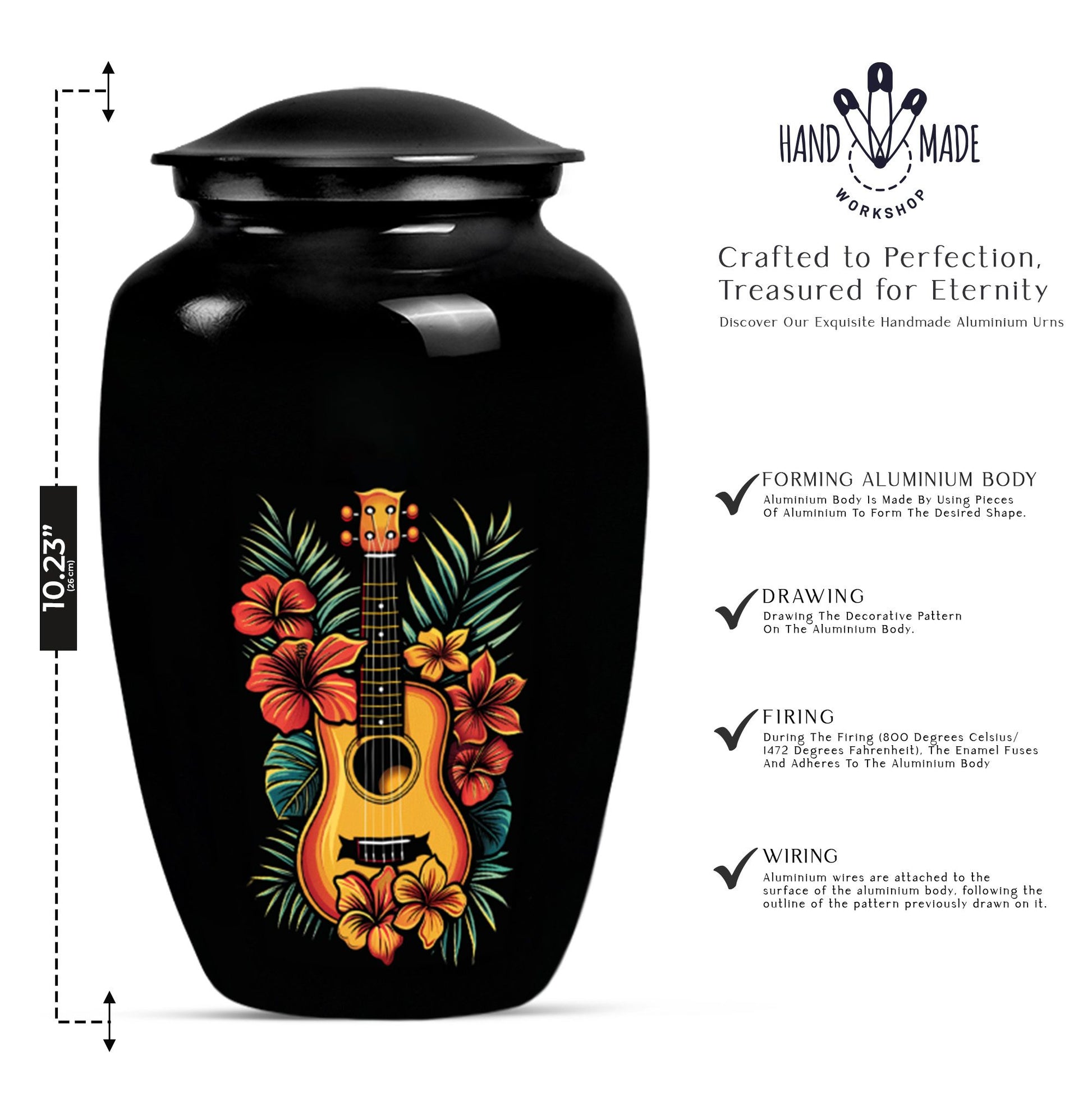 Handcrafted Guitar Cremation Urn For Adult Human Ashes