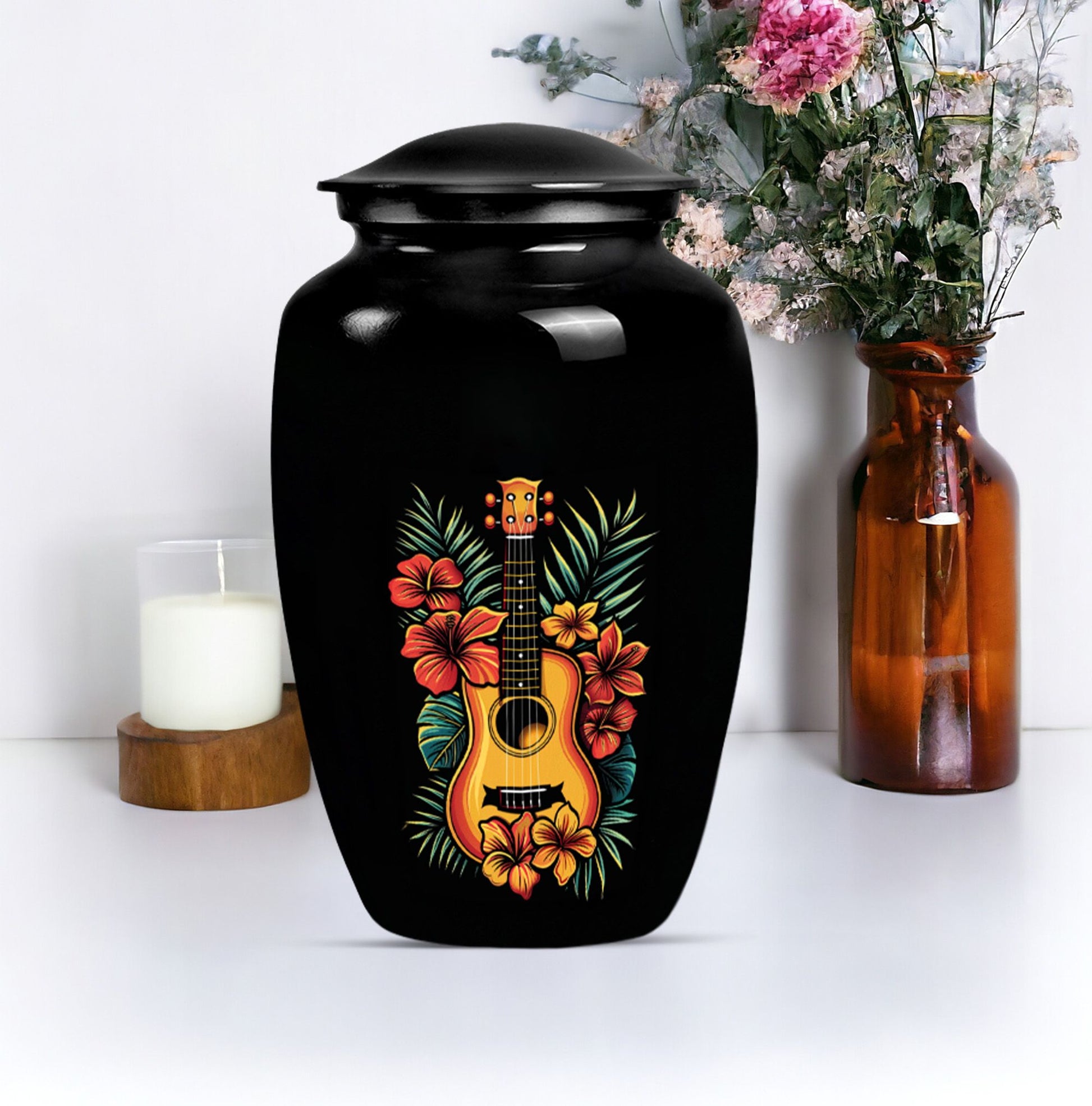 Handcrafted Guitar Cremation Urn For Adult Human Ashes