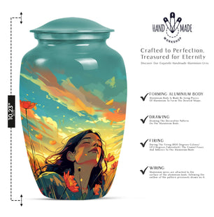 Flower Memorial Cremation Urn for Adult Human Ashes