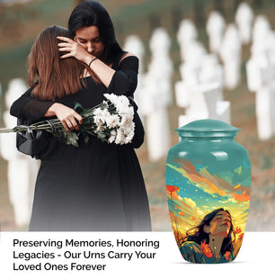 Flower Memorial Cremation Urn for Adult Human Ashes