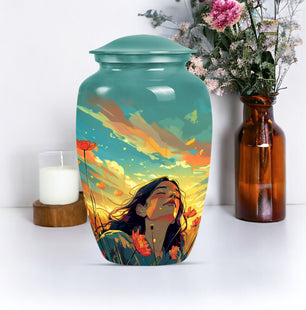 Flower Memorial Cremation Urn for Adult Human Ashes