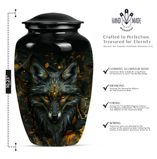 Wolf Memorial Cremation Container for Adult Human Ashes