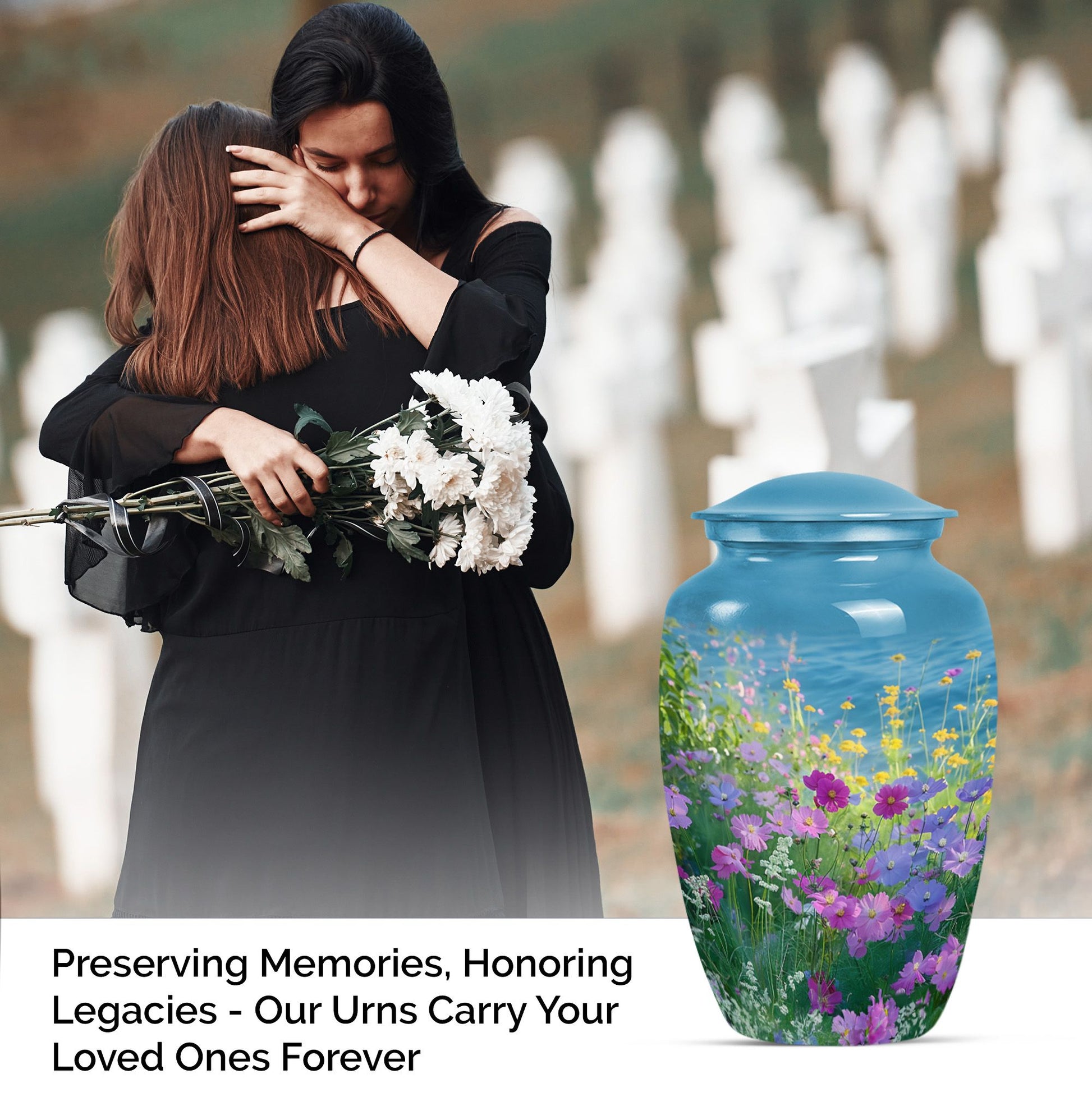 Hanmade Flower Urn for Cremated Adult Human Ashes