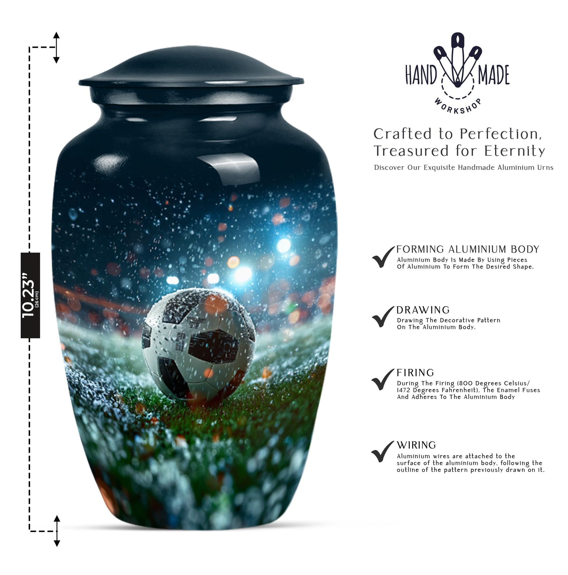 Handcrafted Football Cremation Urn for Adult Ashes