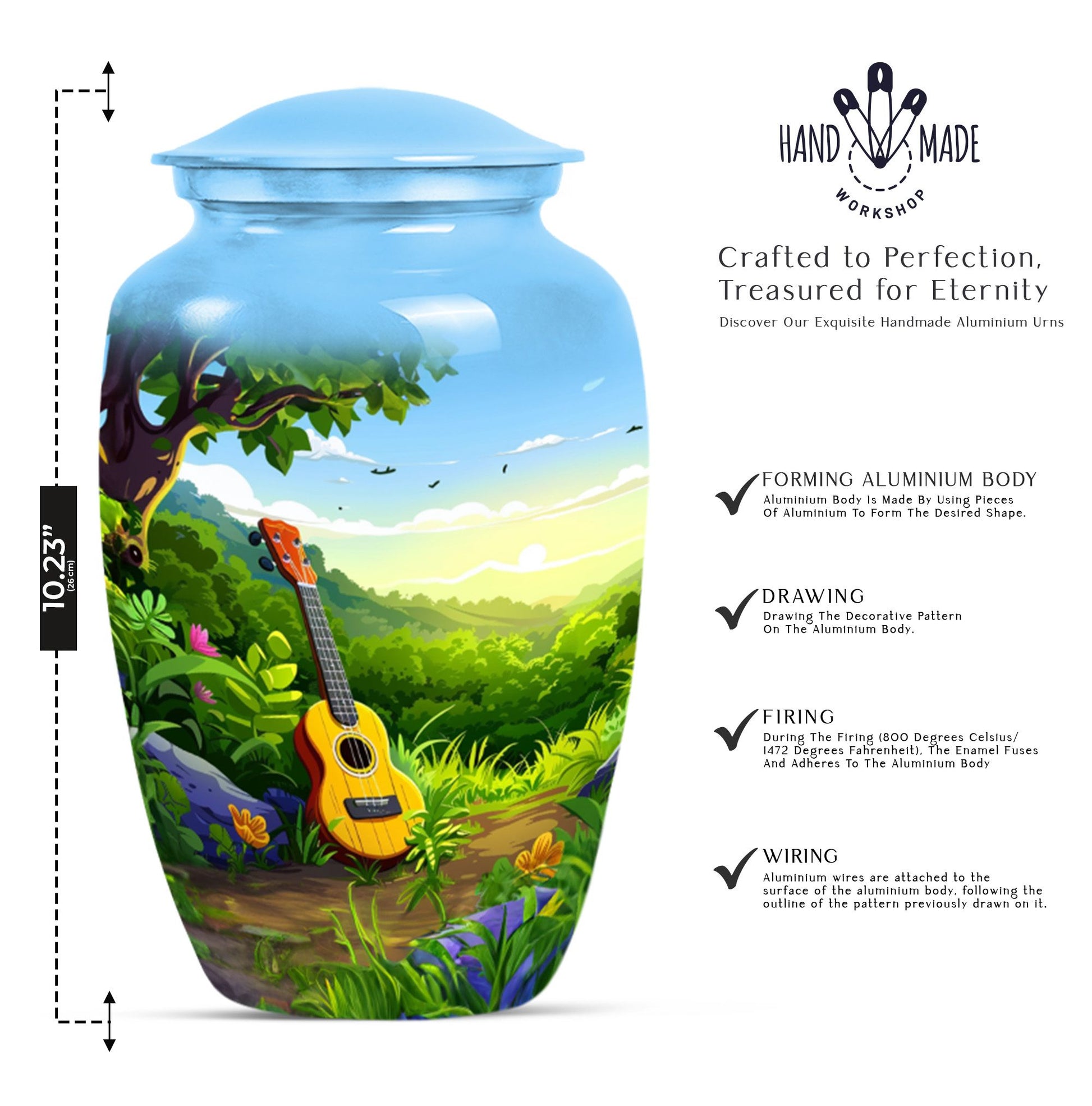 Large Guitar Cremation Urn for Human Ashes