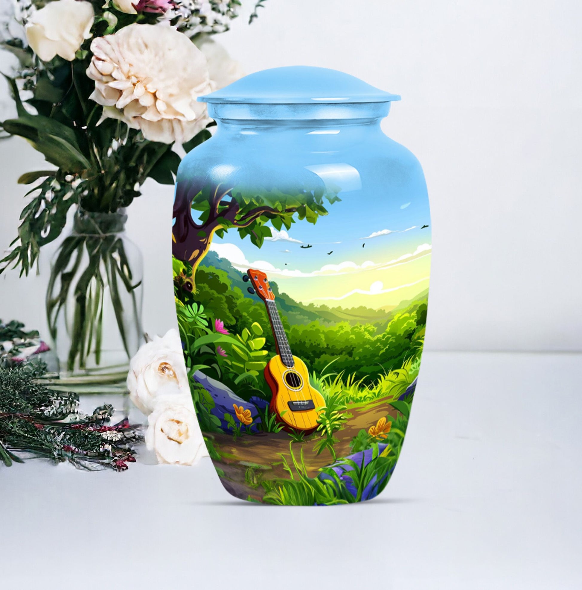 Large Guitar Cremation Urn for Human Ashes