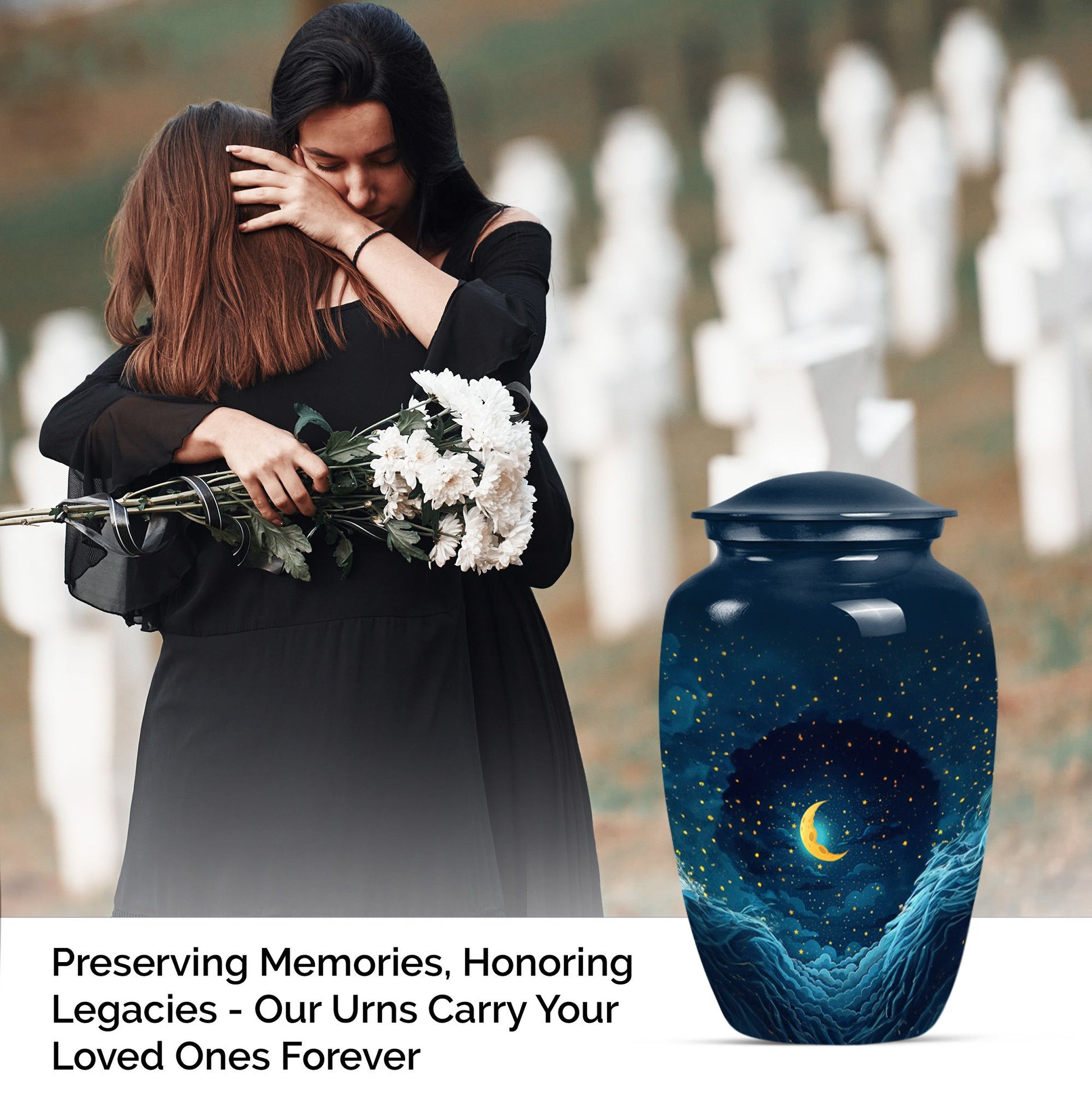 Unique Memorial Moon Cremation Urn for Ashes