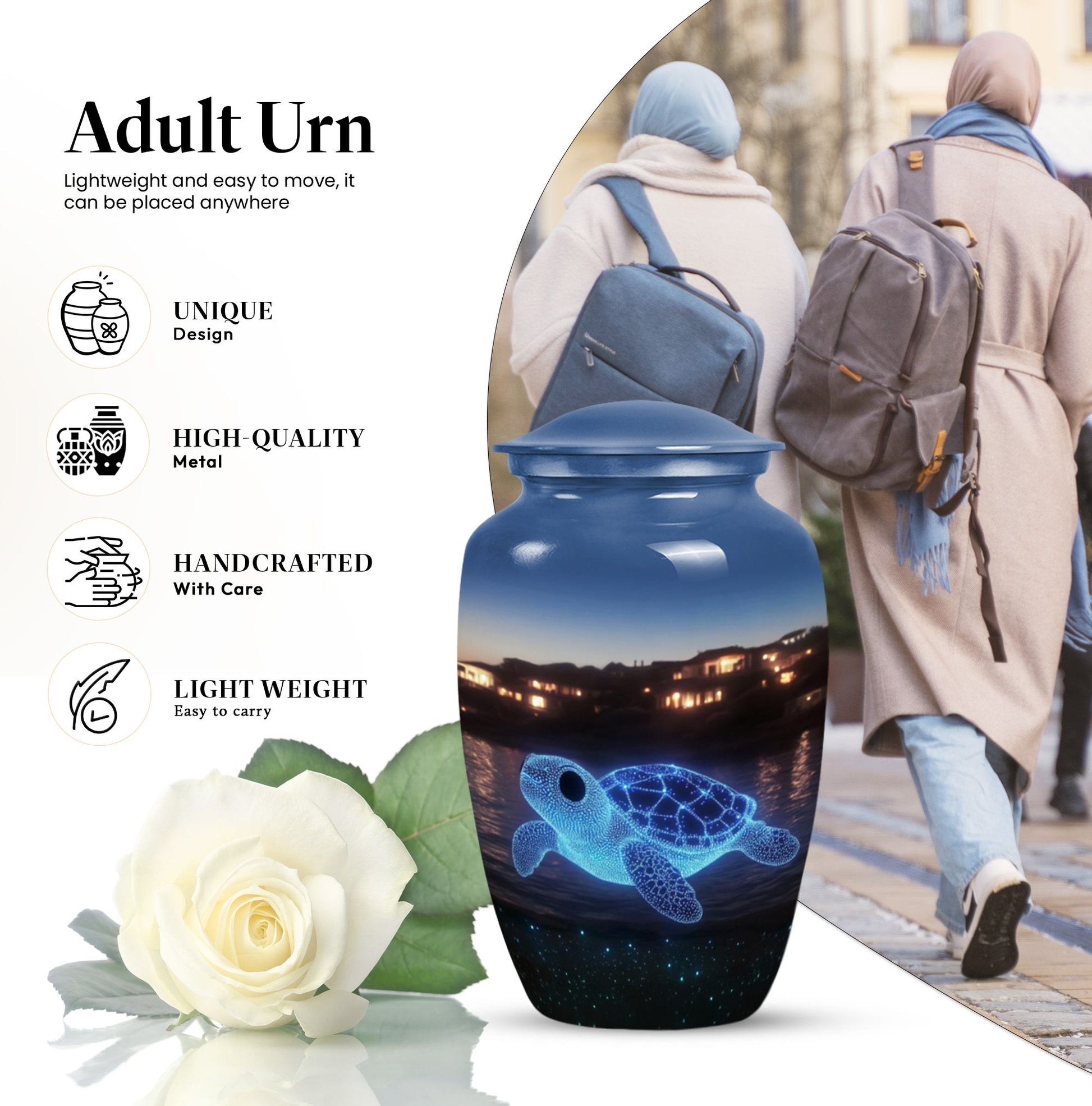 Tranquil Journey Tortoise Cremation Urn for Human Ashes - Unique Memorial Urn