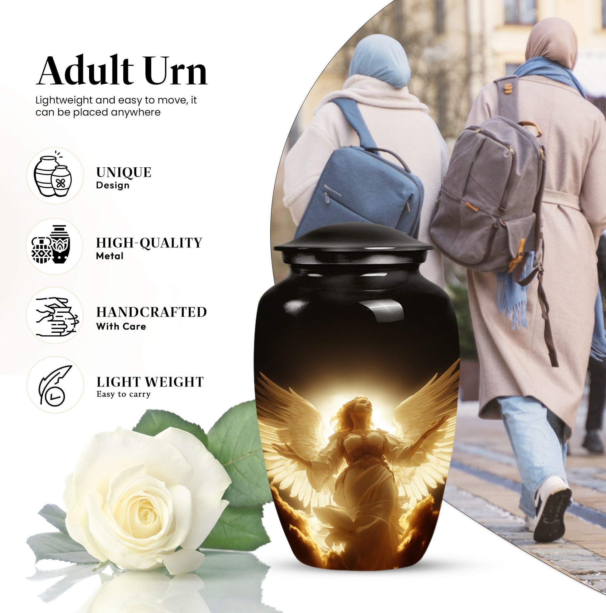 Large Angel Cremation Urn for Human Remains