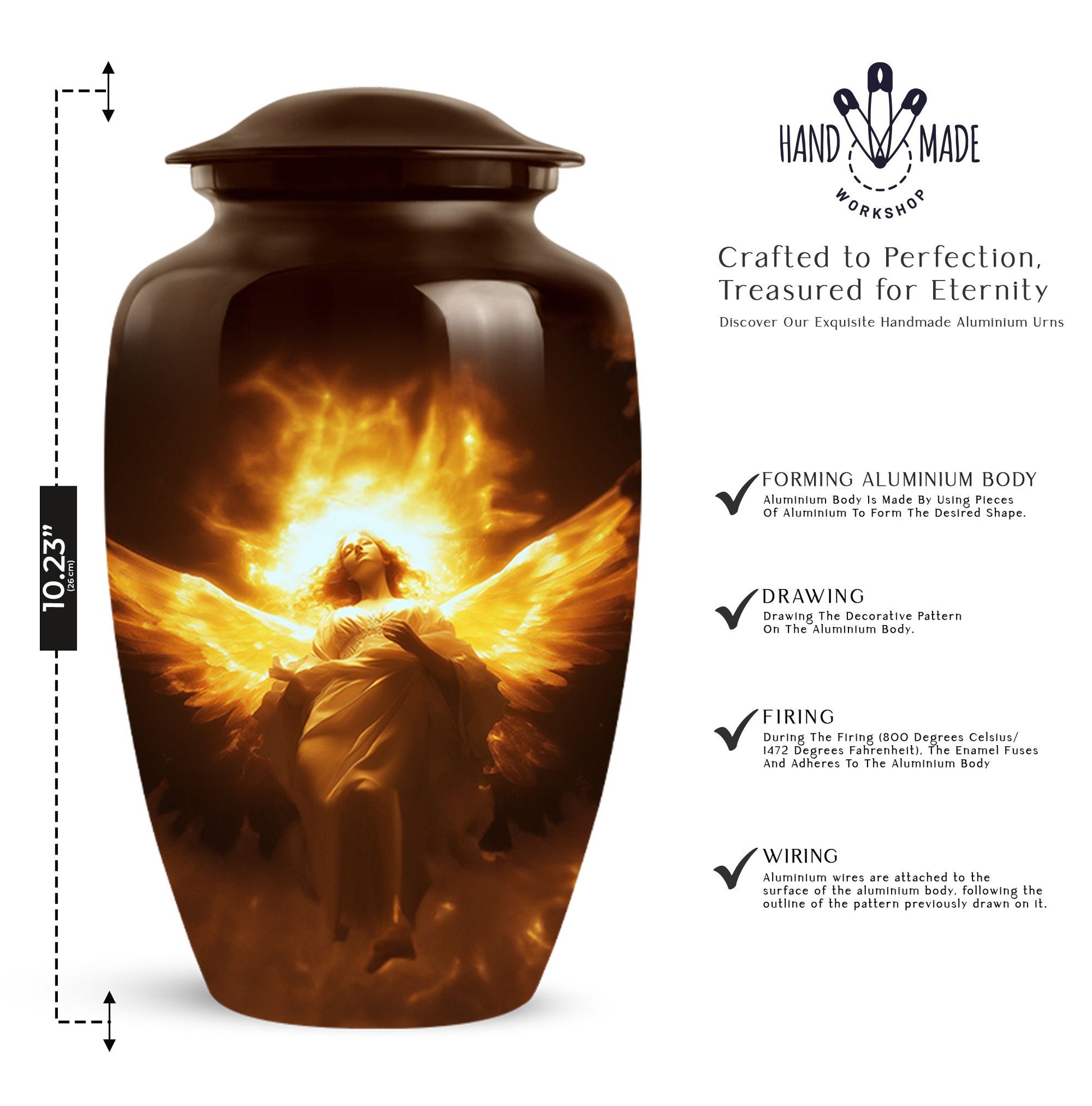 Handmade Angel Cremation Urn for Adult Remains