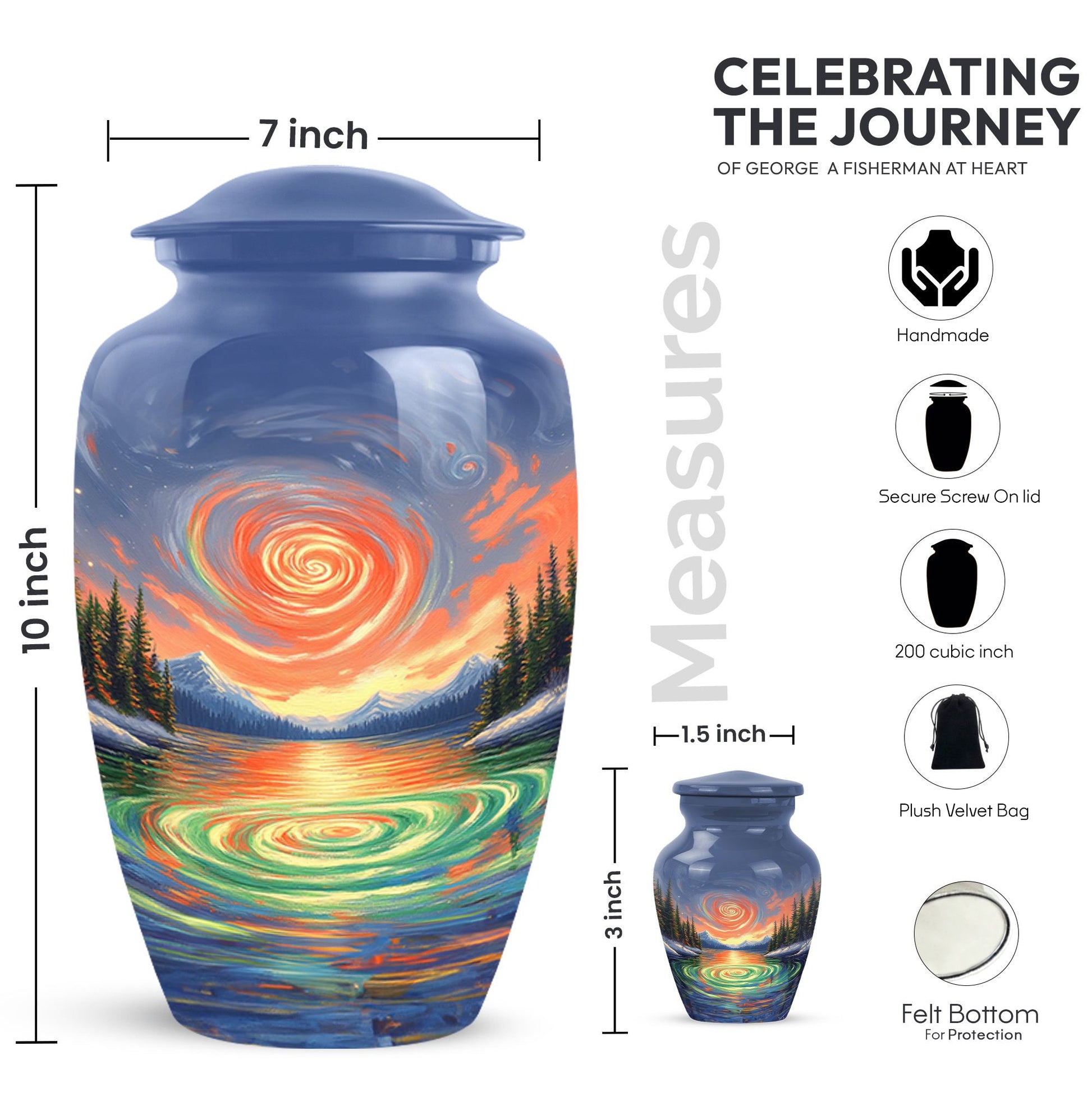 Memorial River Cremation Urn for Adult Human Ashes