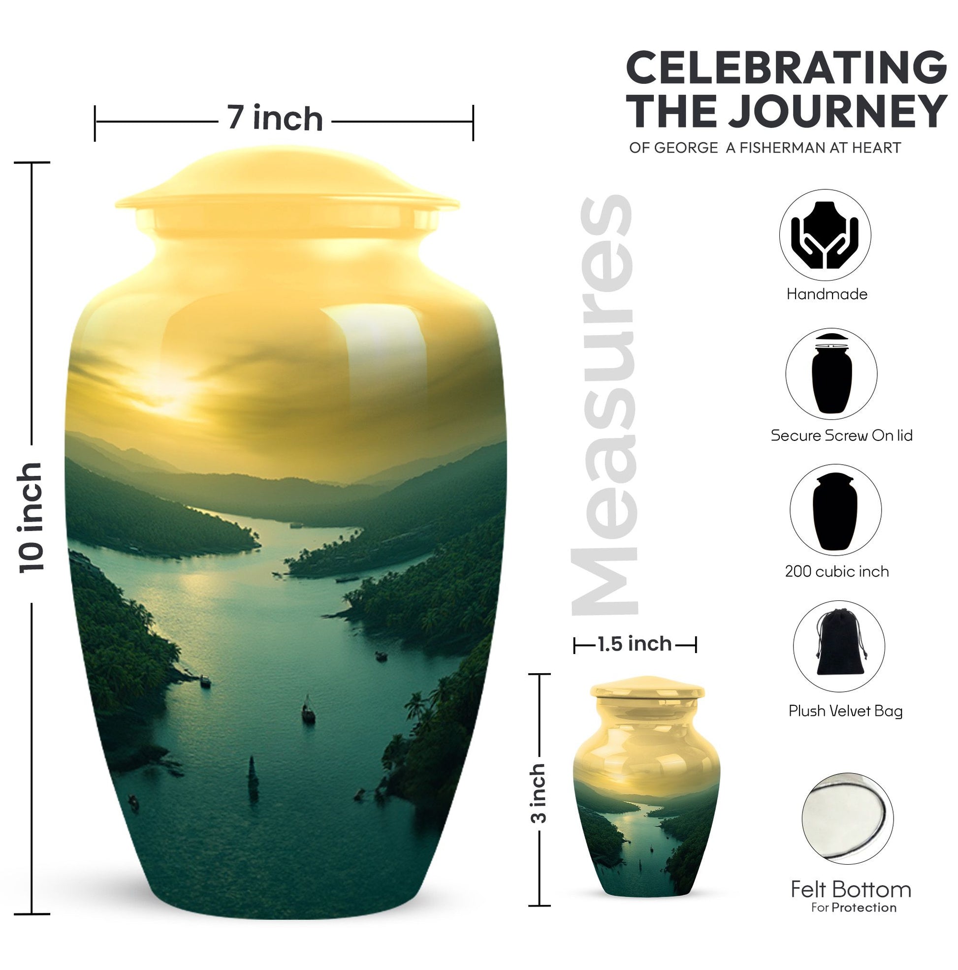 Handcrafted River Cremation Urn for Adult Ashes