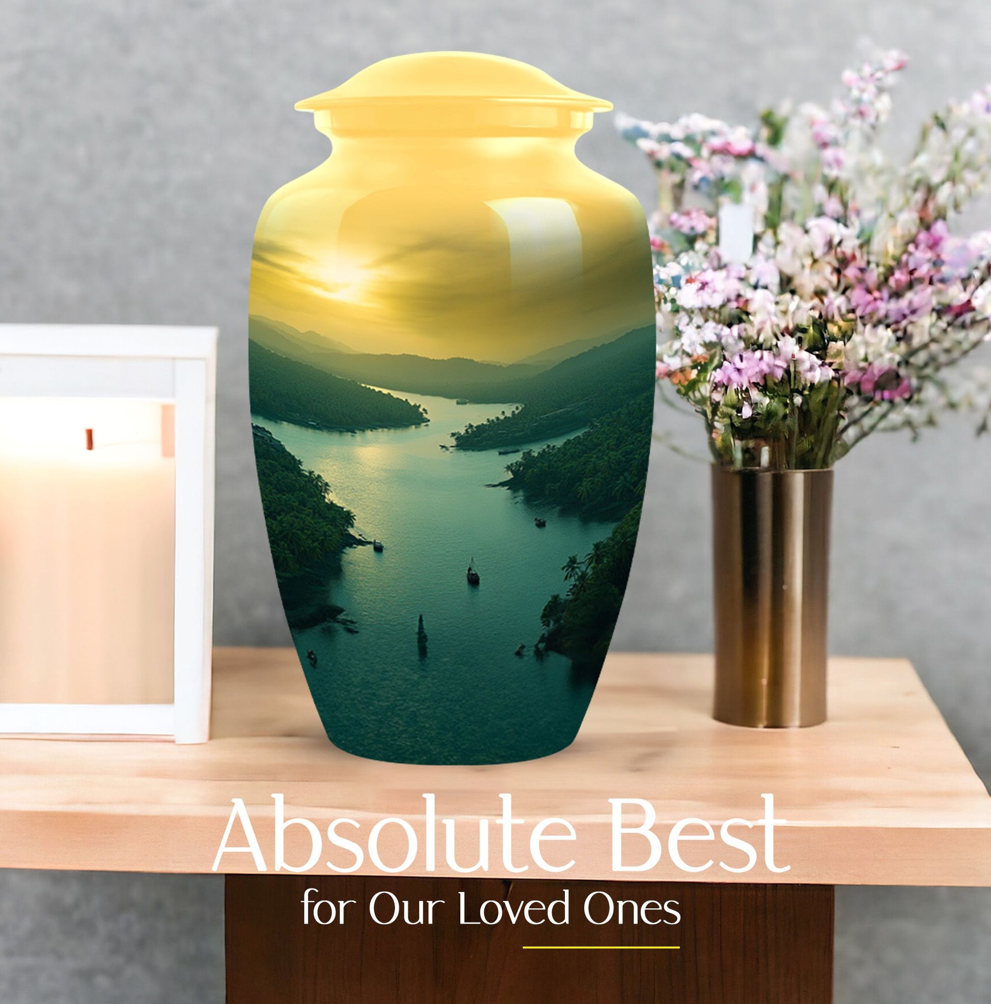 Handcrafted River Cremation Urn for Adult Ashes