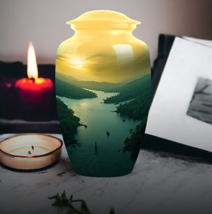 Handcrafted River Cremation Urn for Adult Ashes