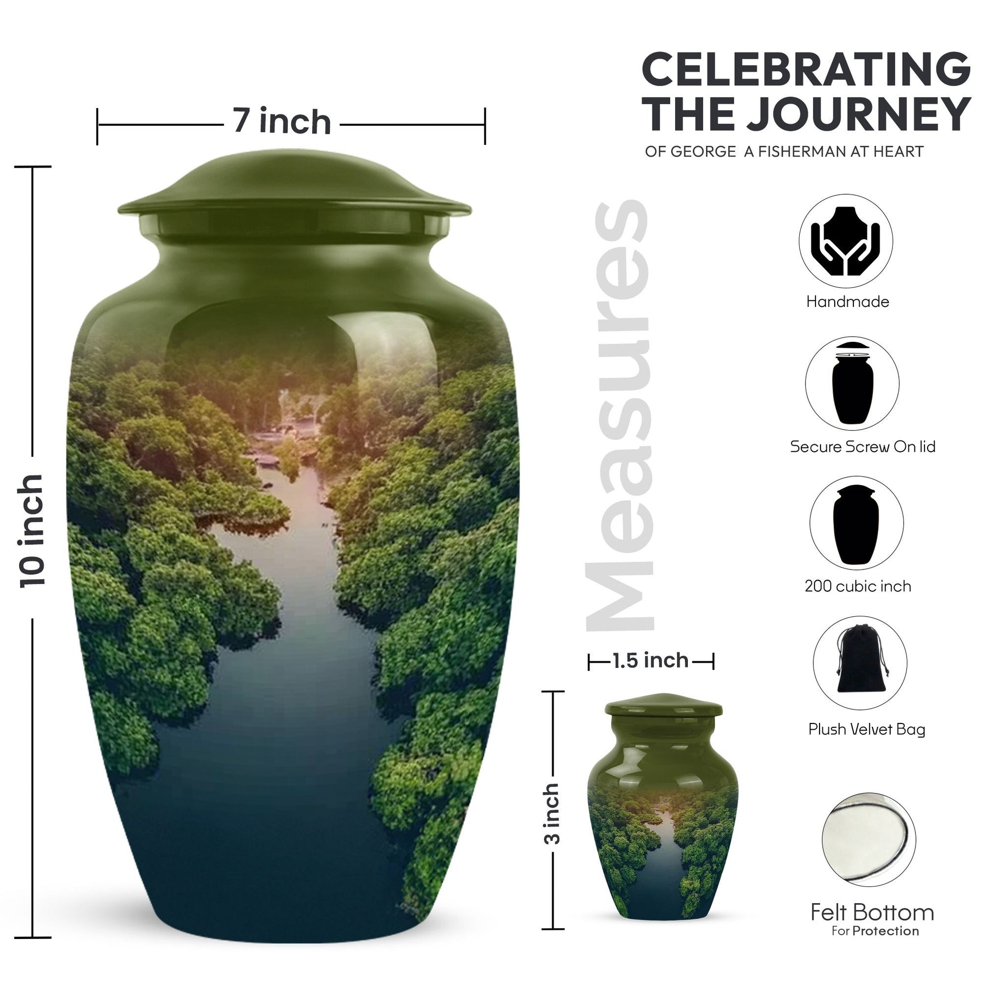 Unique Memorial River Cremation Urn for Human Ashes