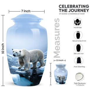 Bear Memorial Large Cremation Urn for Ashes