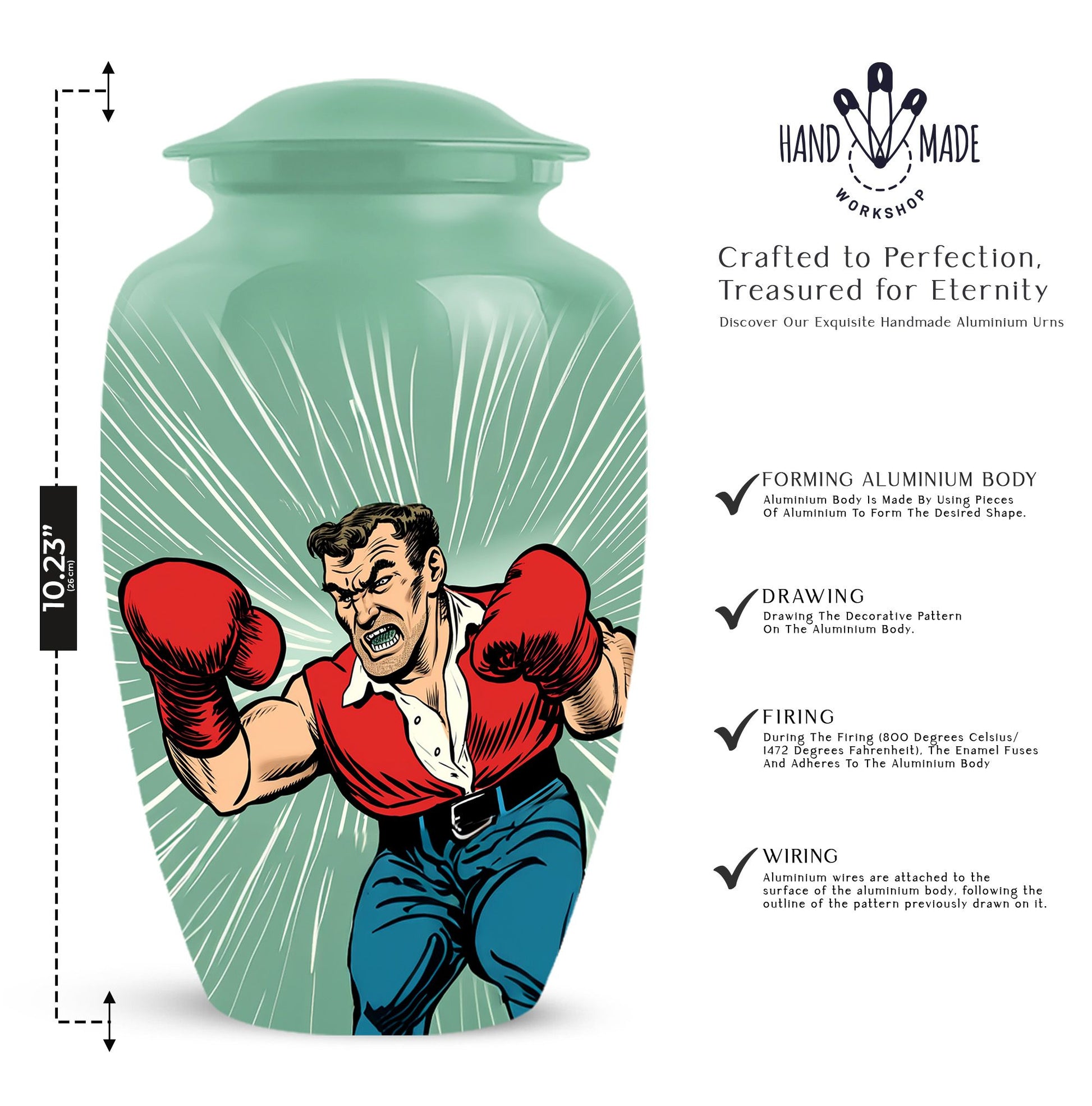 Handmade Boxing Cremation Urn for Adult Remains