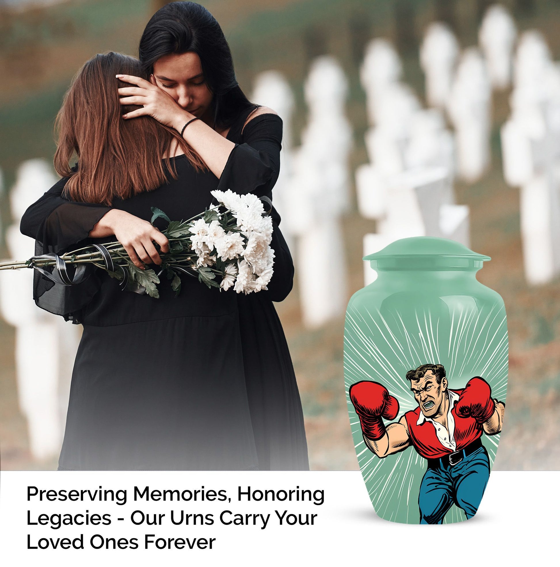 Handmade Boxing Cremation Urn for Adult Remains