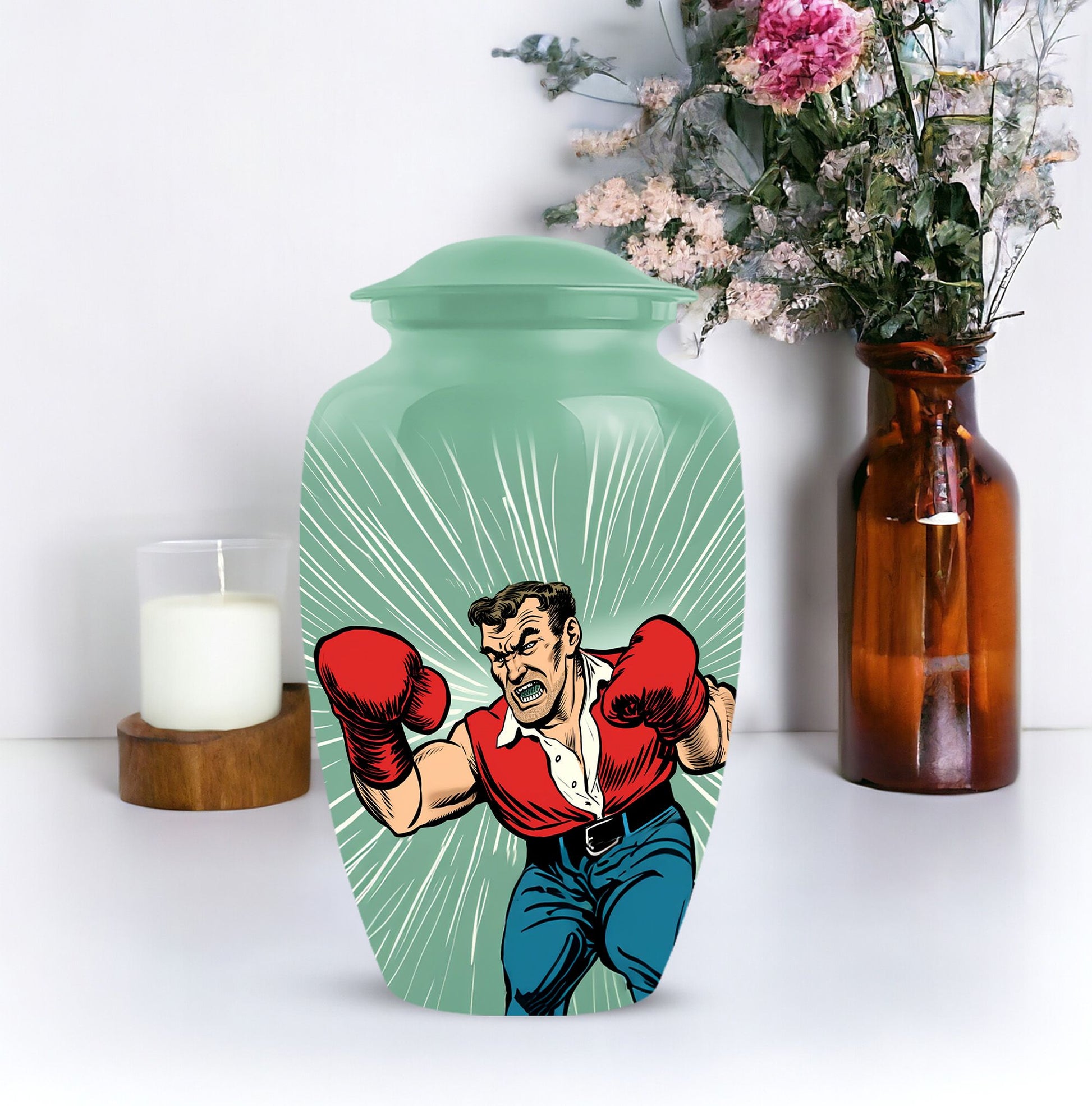 Handmade Boxing Cremation Urn for Adult Remains