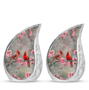 Cardinal Bird  Small Urn Set of 2 Combo