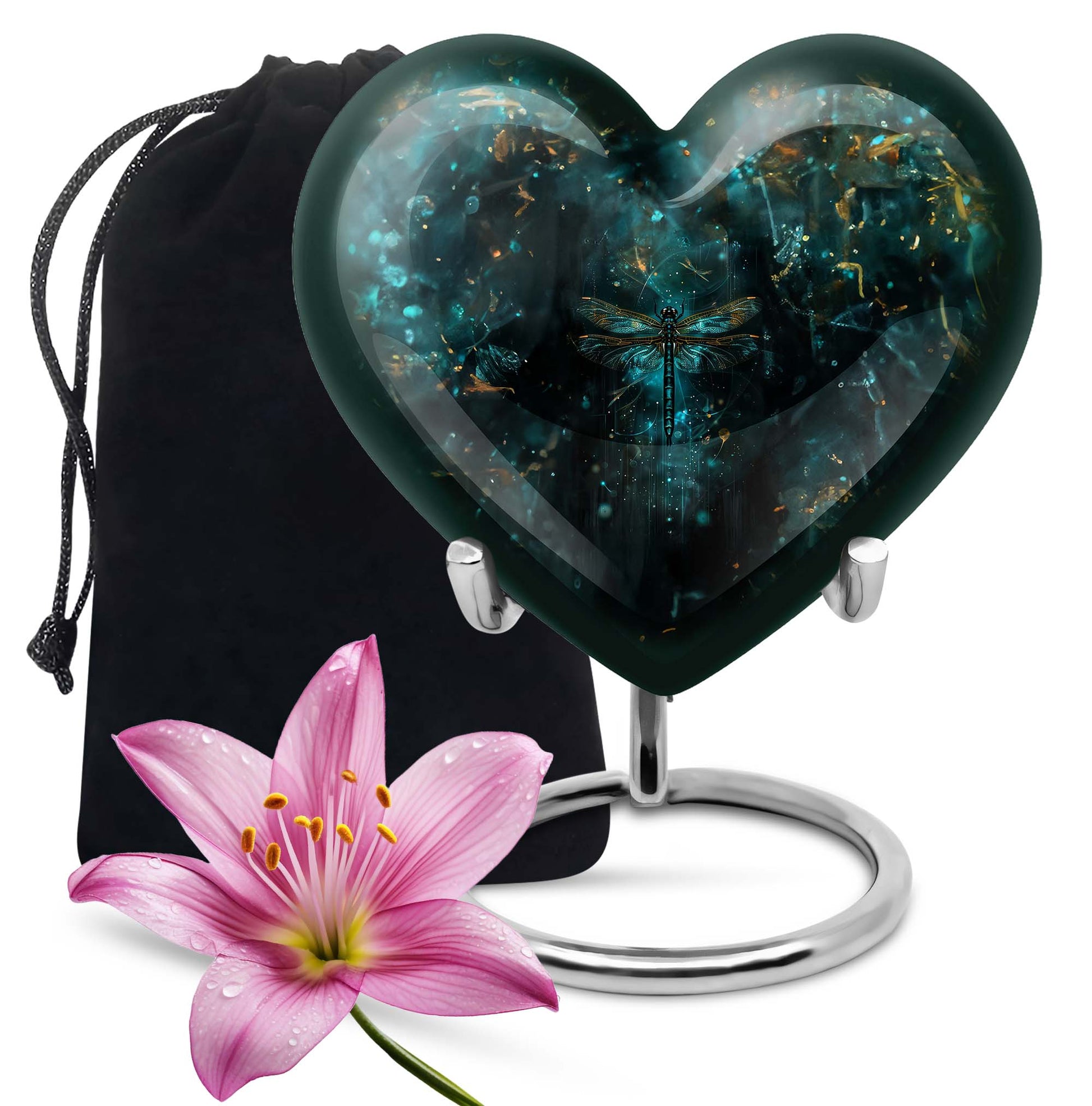 DRAGONFLY urn, heart-shaped