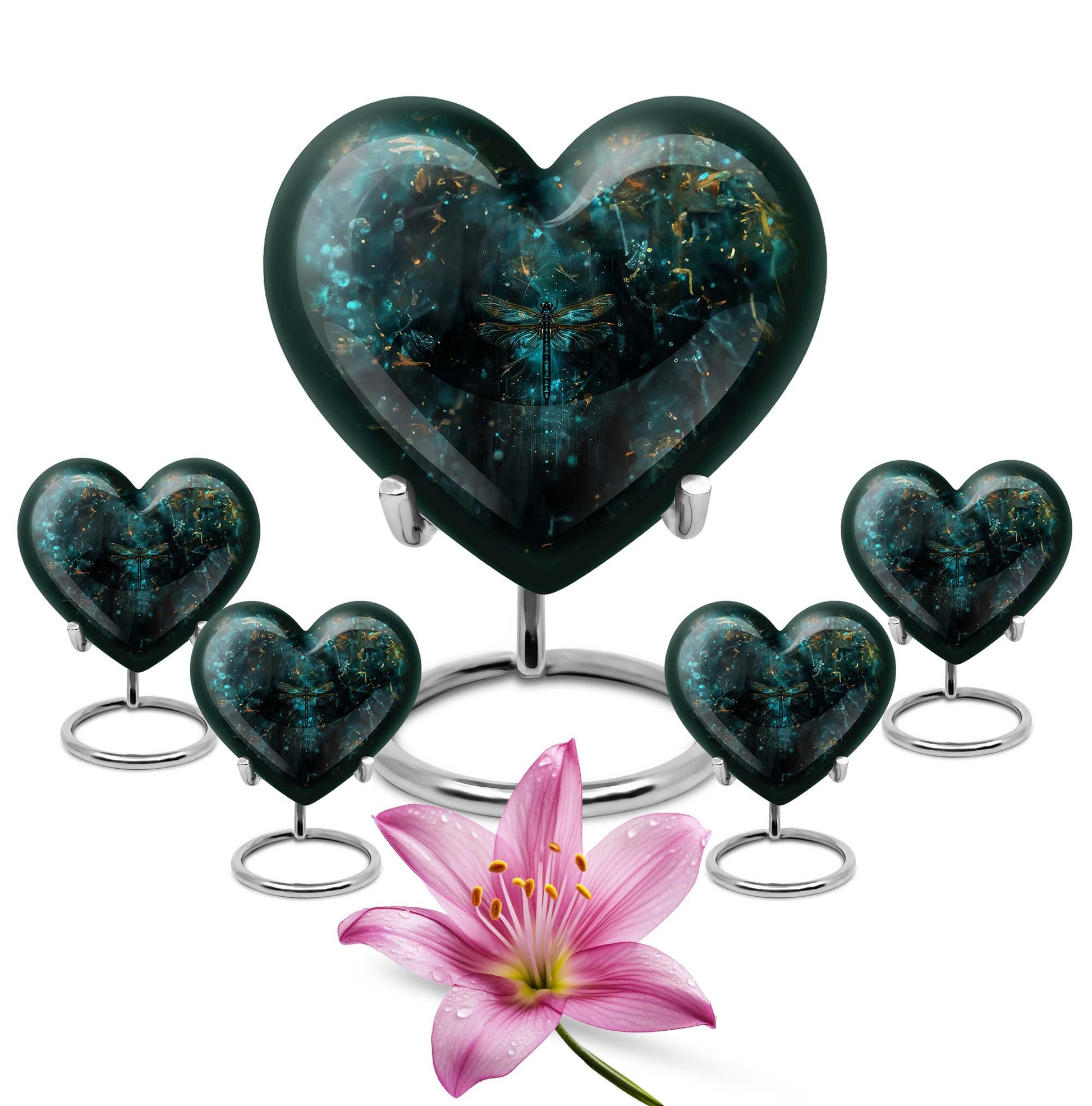 DRAGONFLY urn, heart-shaped