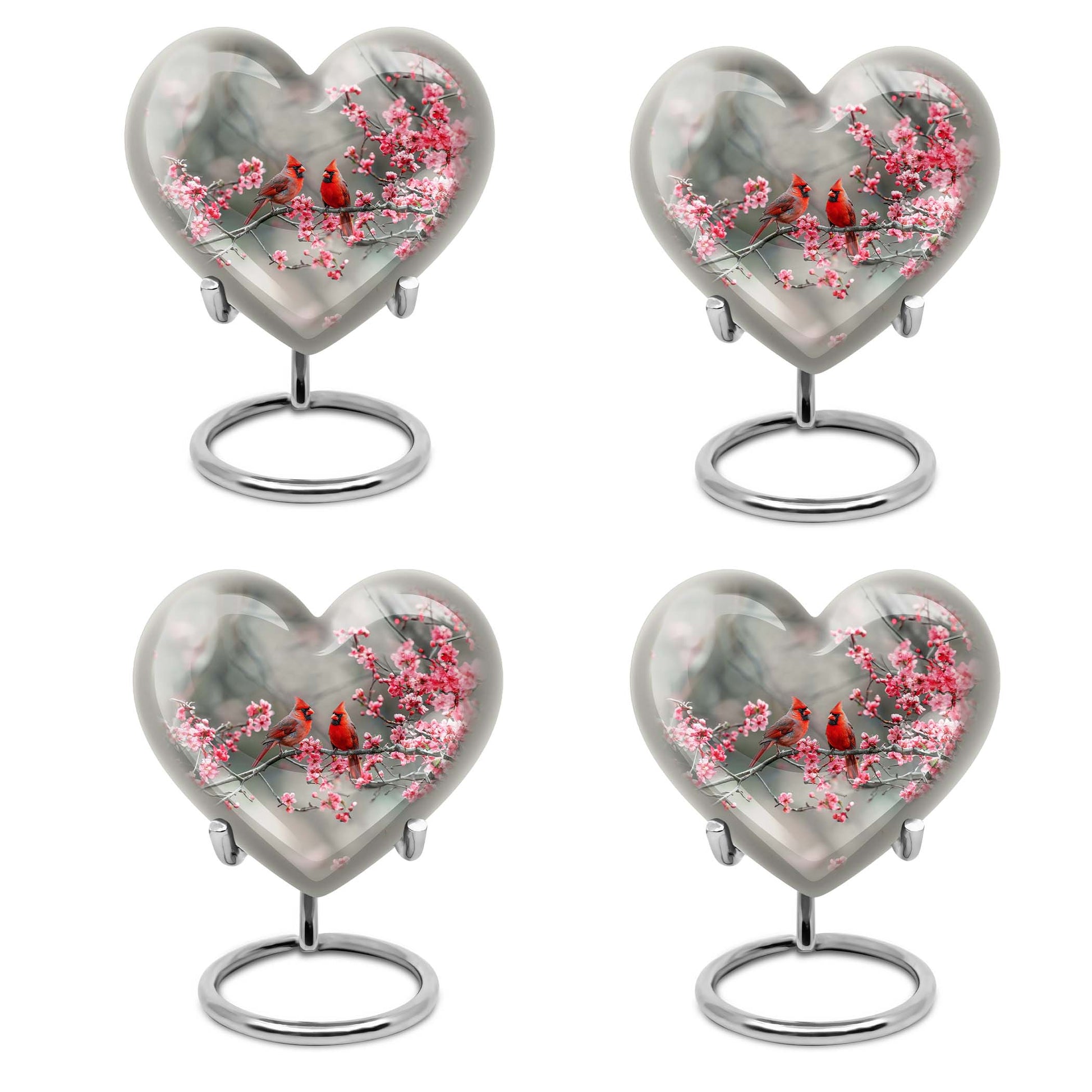 Cardinal Bird  Small Urn Set of 4 Combo