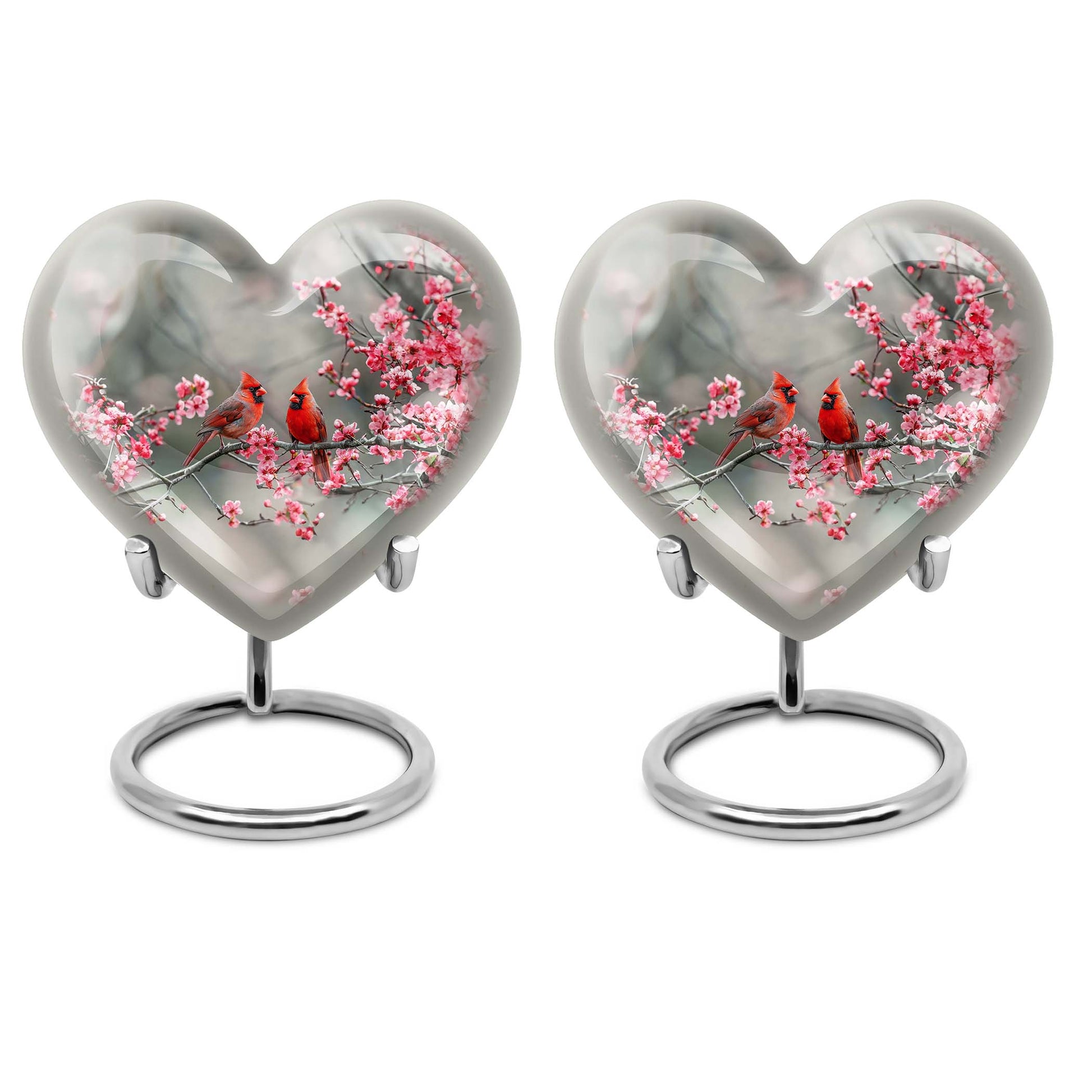 Cardinal Bird  Small Urn Set of 2 Combo