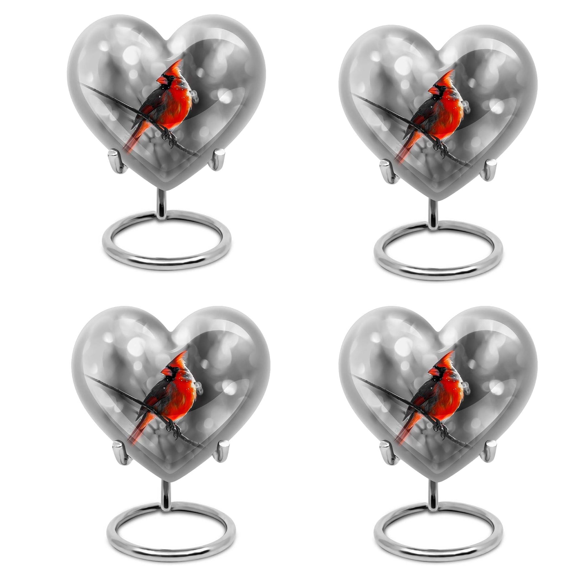 Cardinal Bird  Small Urn Set of 4 Combo