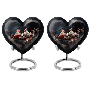 Cardinal Bird Small Urn Set of 2 Combo