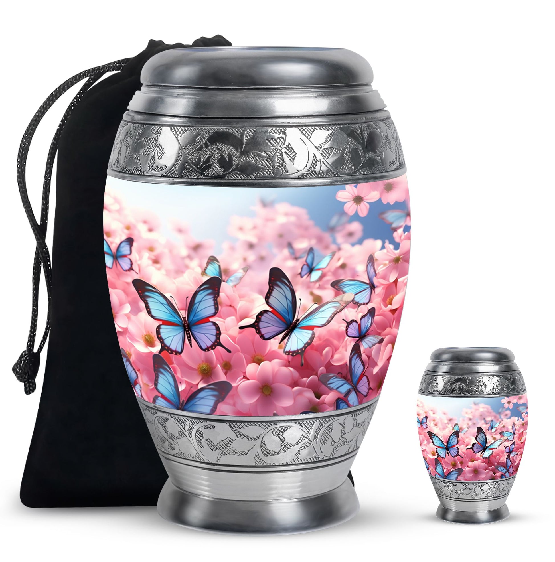 Butterfly Large urn & 1 Small Urn