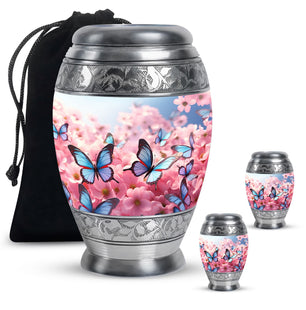 Butterfly Large urn & 2 Small Urn