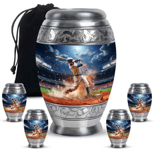 Baseball  Large urn & 4 Small Urn