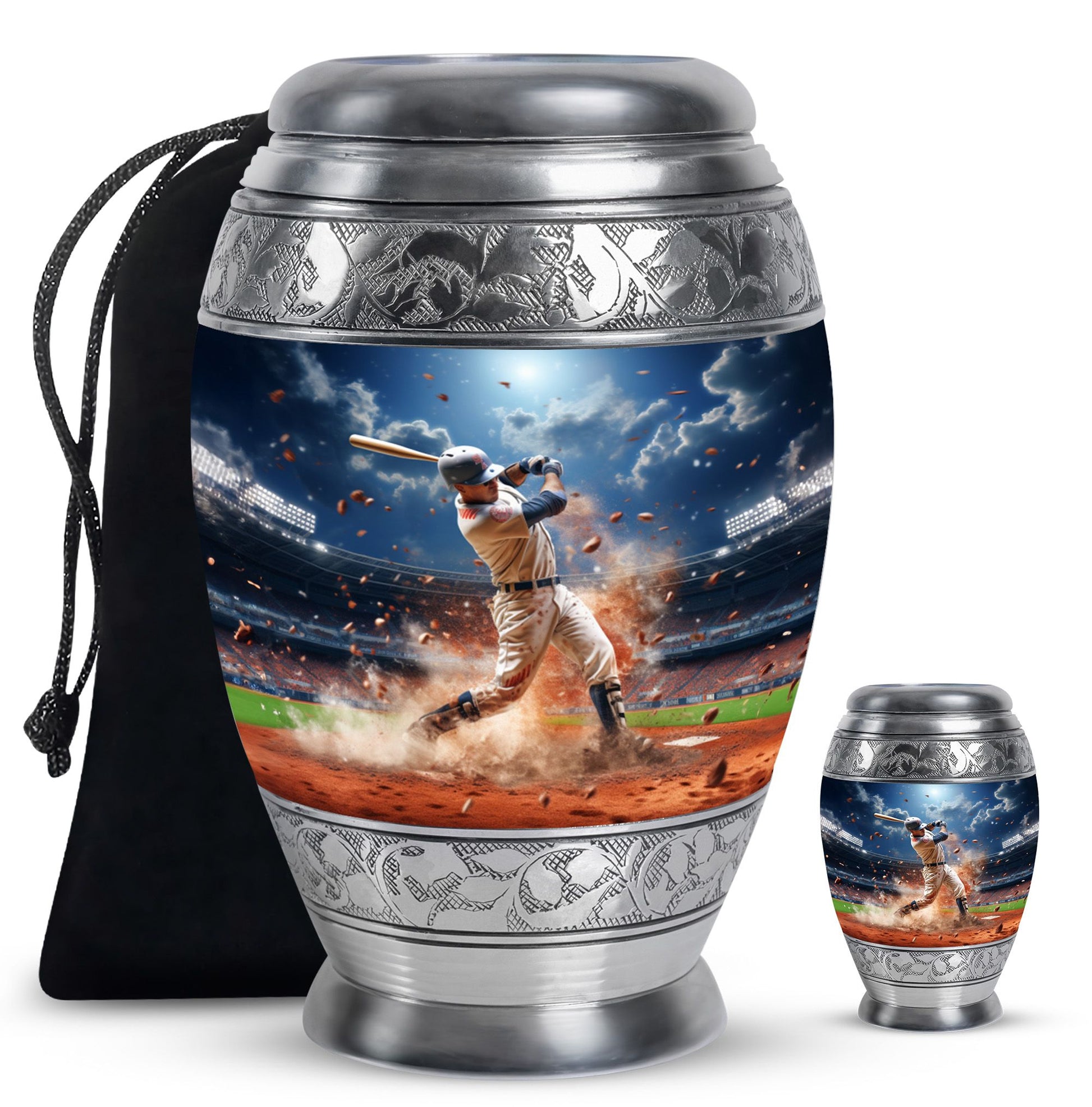 Baseball  Large urn & 1 Small Urn