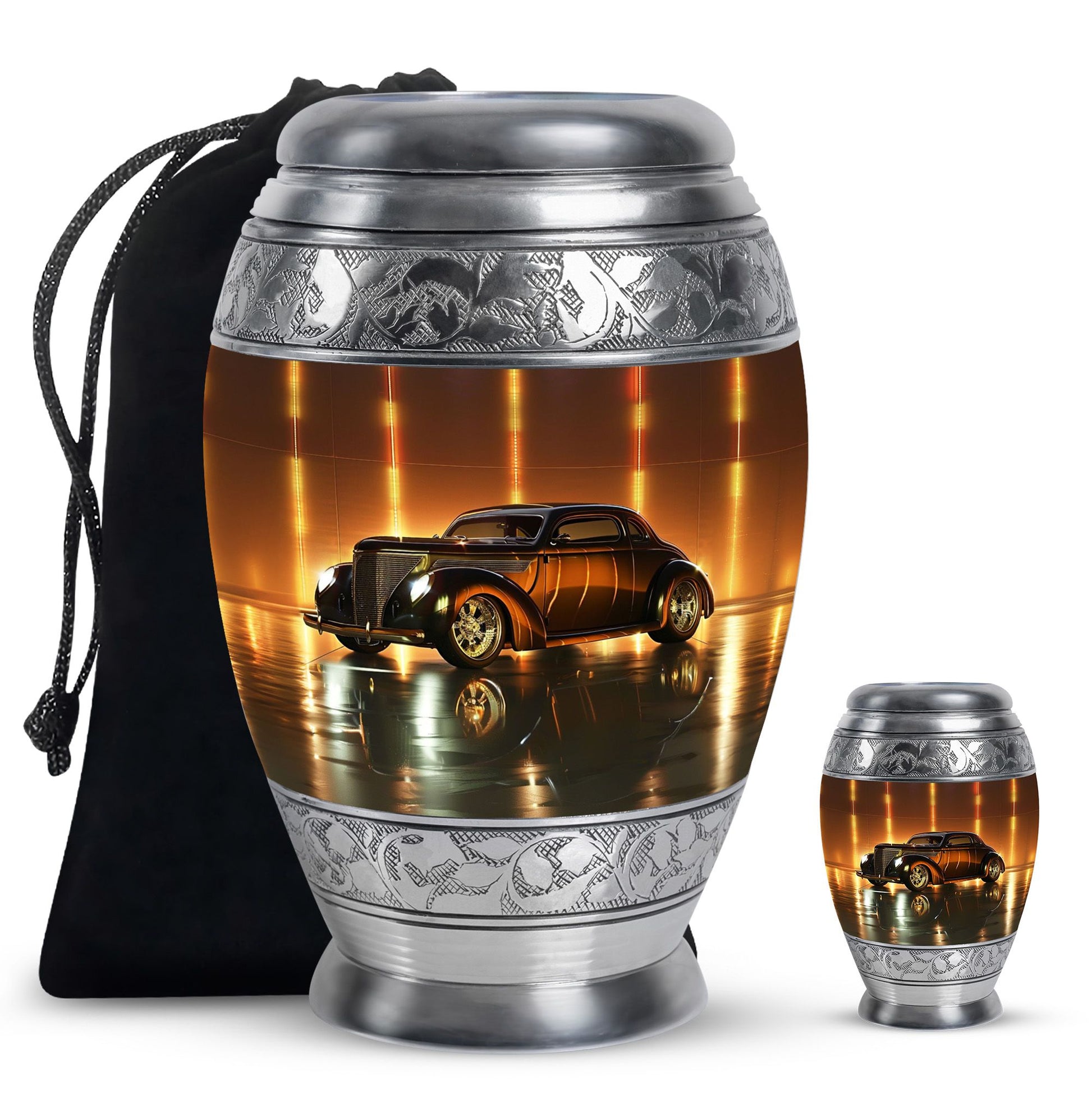 Car  Large urn & 1 Small Urn