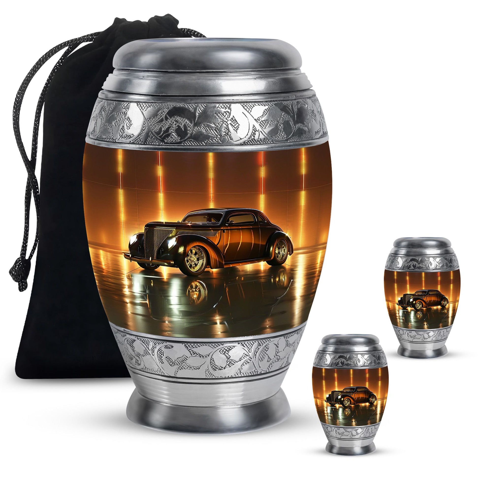 Car  Large urn & 2 Small Urn