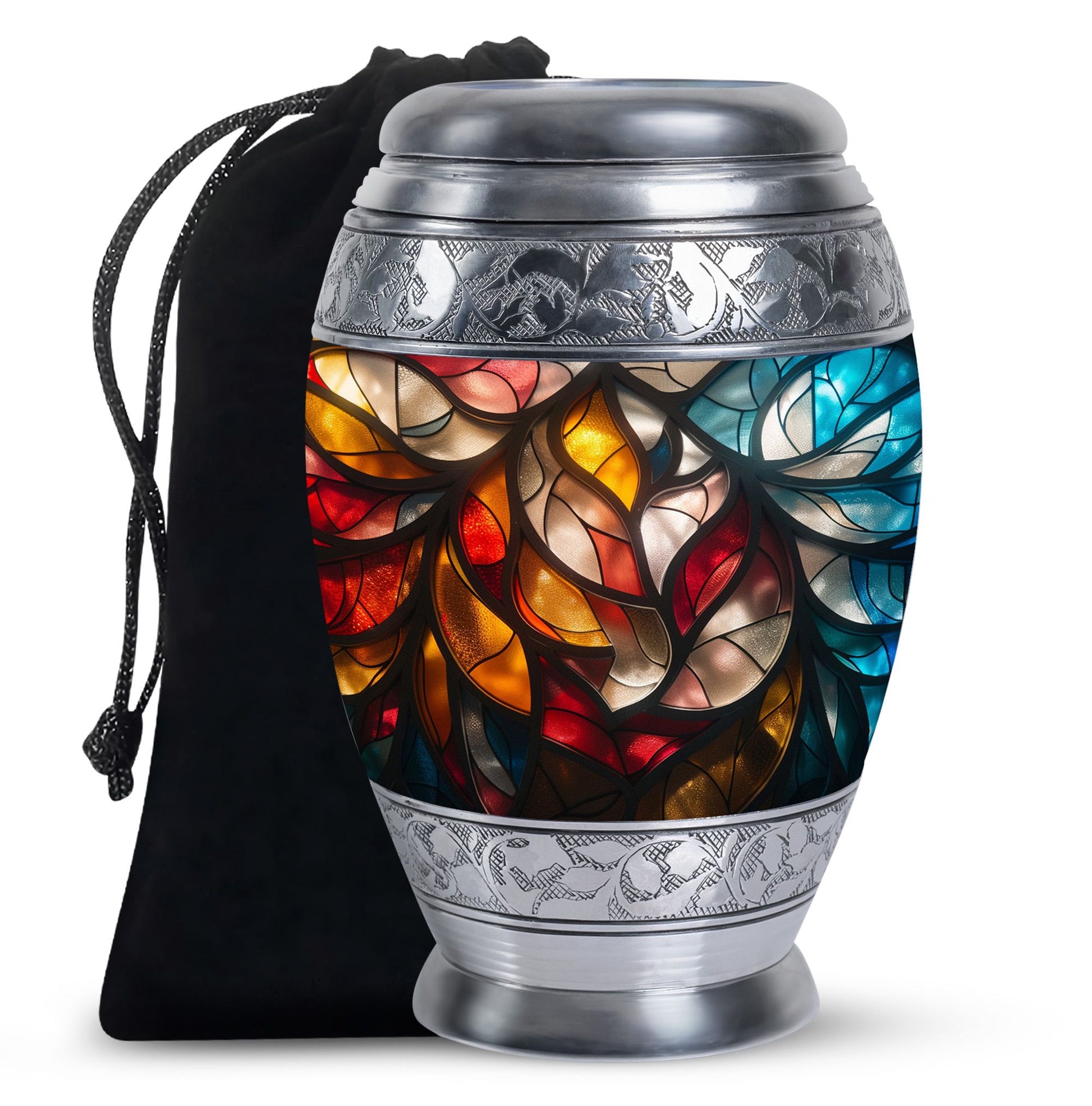 Stained Glass  Large Urn 10 Inch