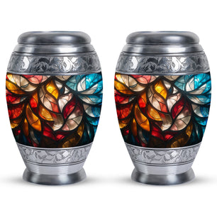 Stained Glass  Small Urn Set of 2 Combo