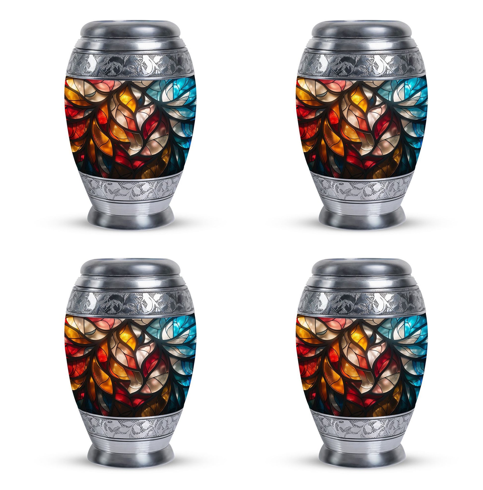 Stained Glass  Small Urn Set of 4 Combo